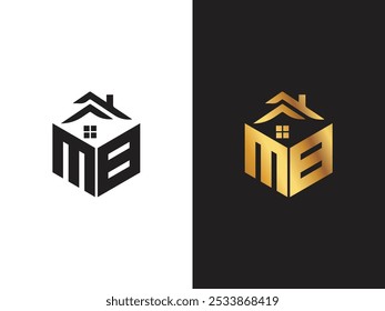 Letra MB ou letra inicial e forma imobiliária Home Logo Design Vetor