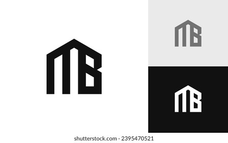 Letra MB inicial con diseño de logotipo de forma casa