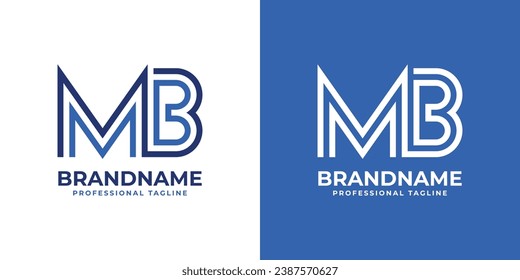Letter MB Line Monogram Logo, suitable for business with MB or BM initials.