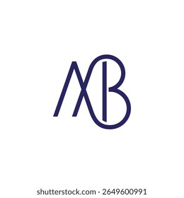 letter mb linked loop geometric line logo vector 