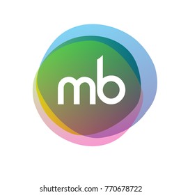 Letter MB logo with colorful splash background, letter combination logo design for creative industry, web, business and company.
