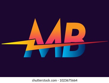 Letter MB logo with Lightning icon, letter combination Power Energy Logo design for Creative Power ideas, web, business and company.