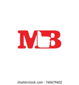 letter mb with thumb negative design  logo vector