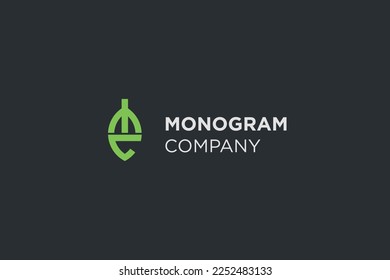 Letter MC CM with leaf logo design concept. Elegant nature logo vector illustration