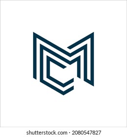 Letter MC or CM logo design. creative minimal monochrome monogram symbol.