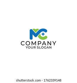 letter mc health logo design template elements,