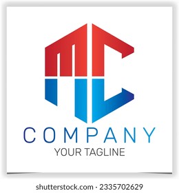 letra MC logotipo hexágono inicial icono premium plantilla elegante vectores eps 10