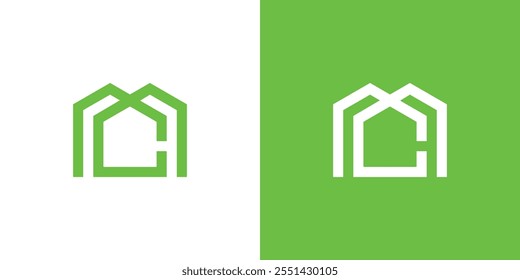 Letter MC initial with house shape logo design, simple house logo