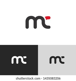 Letter mc linked lowercase logo design template elements. Red letter Isolated on black white grey background. Suitable for business, consulting group company.