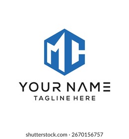 Vector de diseños de cubo de icono de logotipo MC. diseño de logotipo y tarjeta de visita