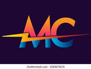 Logotipo Carta MC con icono de Lightning, combinación de letras Power Energy Logo diseño para ideas de Creative Power, web, negocios y empresa.