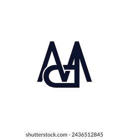 letter md 3d flat overlap logo vector 