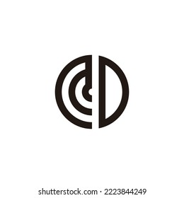 Letter MD curve, circle geometric symbol simple logo vector