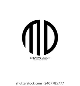 Letter Md or Dm with unique circle shape creative monogram alphabet logo