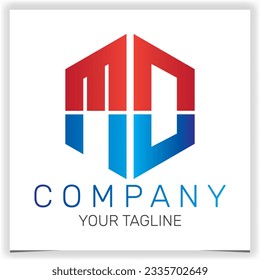 letter MD initial hexagon logo icon premium elegant template vector eps 10