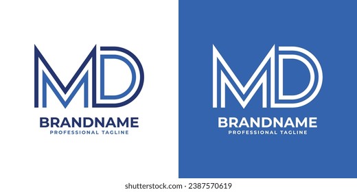 Logotipo de Monograma de la línea MD, adecuado para negocios con iniciales MD o DM.