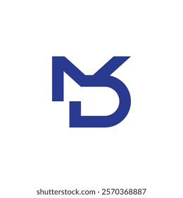 letter md linked abstract geometric logo vector 
