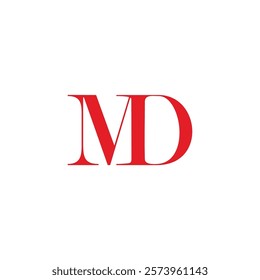 letter md linked red simple serif logo vector 