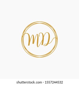 Letter MD logo template. Creative fashion logo design, couple letter , beauty icon. Initial handwriting or handwritten logo for identity. Logo with hand drawn style. wedding concept -vector