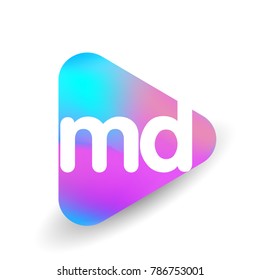 Letter MD logo in triangle shape and colorful background, letter combination logo design for business and company identity.
