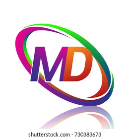 letter MD logotype design for company name colorful swoosh. vector logo for business and company identity.