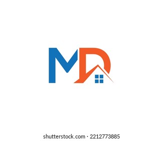 Letter MD Modern Real Estate Home Logo Monogram Designs Vector Template.