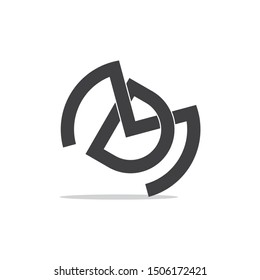 letter md overlapping shadow design logo vector
