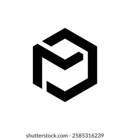 Letter Md with polygon shape modern typography logo idea