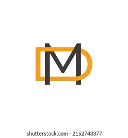 letter md simple linked geometric colorful logo vector