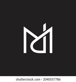 letter md simple linked overlap geometric line logo vector