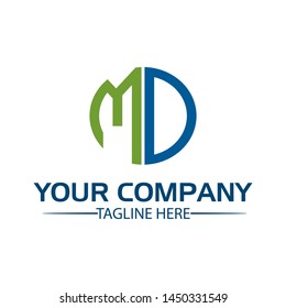 Letter MD stock logo, MD initial., flat design. technology logo