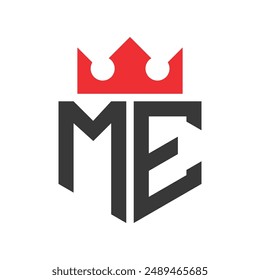 Letter ME Crown Logo. Crown on Letter ME Logo Design Template