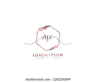 Letter ME Initial handwriting logo with signature and hand drawn style.