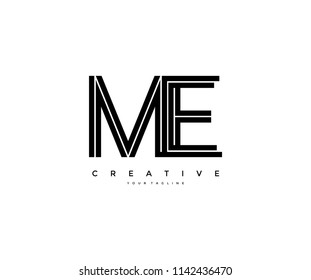 Letter ME Initial Linked Modern Monogram Line Corporate Logo