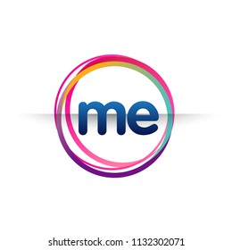 Letter ME logo with colorful circle, letter combination logo design with ring, circle object for creative industry, web, business and company.