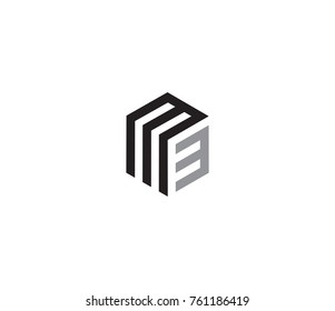 Letter ME logo template. hexagon logo. letter ME flat style on white background