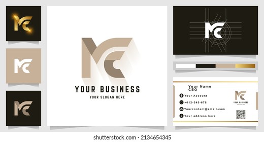 Letter ME or NC monogram logo with business card design