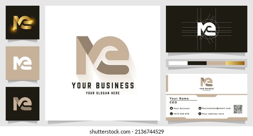 Letter Me or Ne monogram logo with business card design