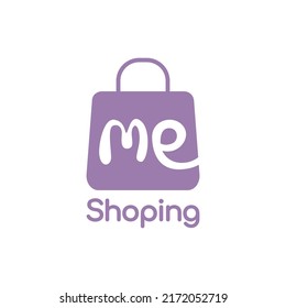 Letter me and shoping bag logo design for mart, market, store and shop brand identity