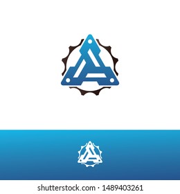 Letter A mechanical logo, modern