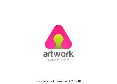 Letter A media Logo design vector template.
Friendly font Logotype concept icon.