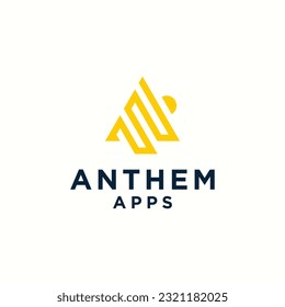 letter a with megaphone logo design vector silhouette illustration