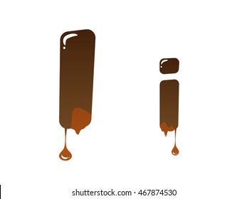 Letter I with melted chocolate theme on white background
