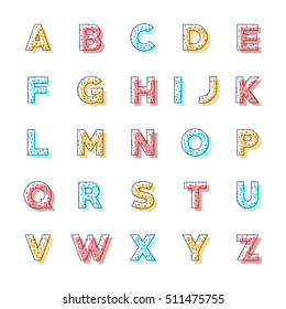 Letter Memphis Geometrical Font Alphabets Set