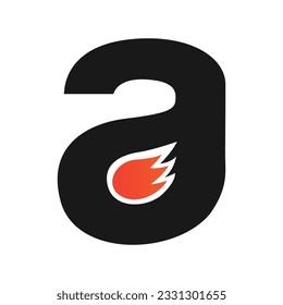 Letter a merged with fire
