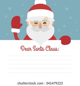 Letter merry christmas illustration of santa claus on blue background. dear santa claus