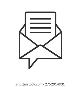 letter message email communication icon in line design. letter message email communication mail envelope notification on white background vector. email editable stroke icon