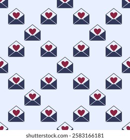 Letter or Message with Heart concept seamless pattern - love letter vector background