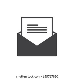 Letter, message icon vector, filled flat sign, solid pictogram isolated on white. Symbol, logo illustration. Pixel perfect