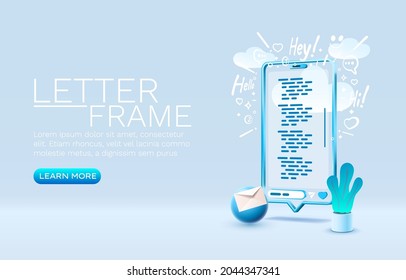 Letter message smartphone mobile screen, technology mobile display. Vector illustration